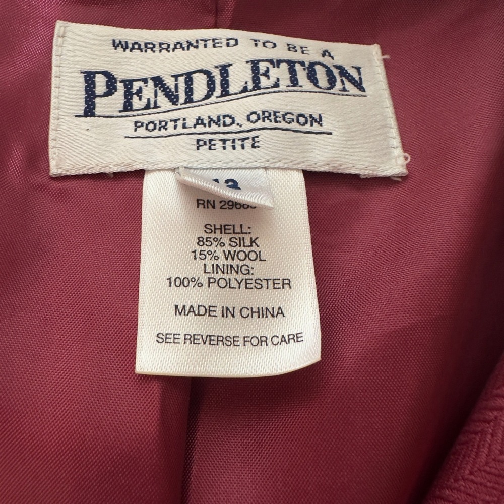 Pendleton Petite Blazer Silk Wool Herringbone But… - image 4